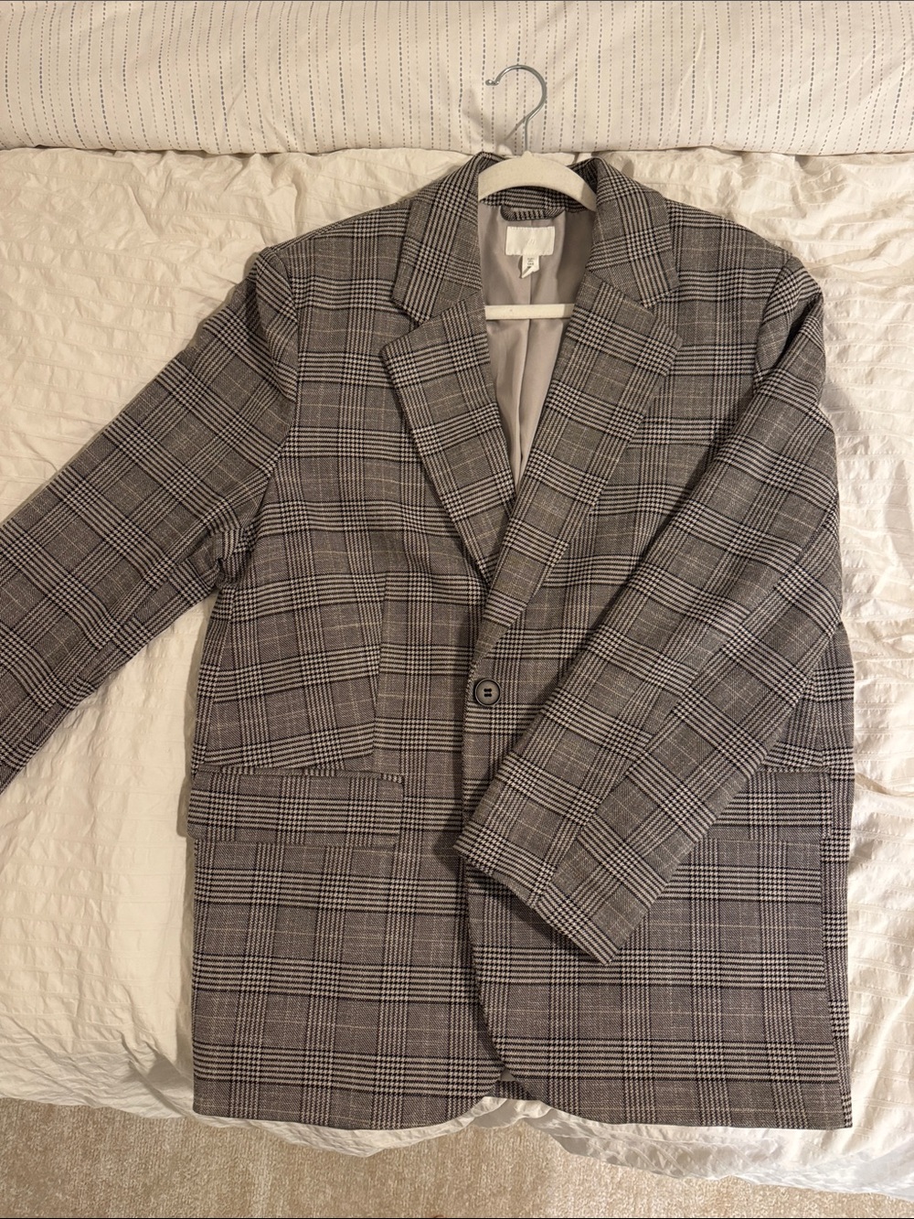 Unisex Gray Plaid Blazer